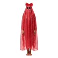 thumbnail image 5 of Jiibva Red Ghost Costume Cape with Sequin Bow Sparkle Halloween Cloak Dress Up Accessory, 5 of 7
