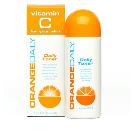 OrangeDaily Vitamin C Toner for Healthier Looking Skin, Alcohol Free and Enriched with Green Tea, Algae Extract and Willow Bark Extract, 6