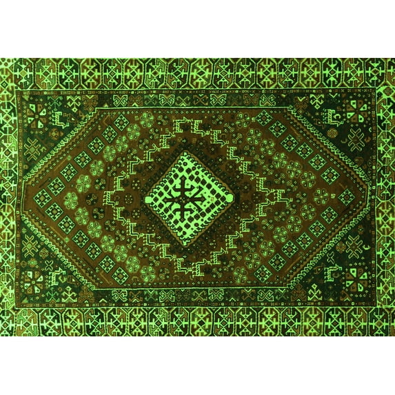 Ahgly Company Indoor Rectangle Persian Green Traditional Area Rugs, 4' x 6'