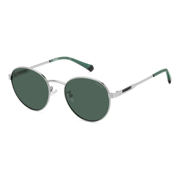 Polaroid - PLD 2144/G/S/X, Round stainless steel unisex RUTHENIUM/GREEN