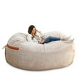 thumbnail image 3 of Big Joe Fuf 8Ft Giant Foam Bean Bag Chair, Oversized Couch with Removable Cover for Kids, Teens, Adults, Vanilla Latte Corded Plush, 8 Foot, 3 of 10