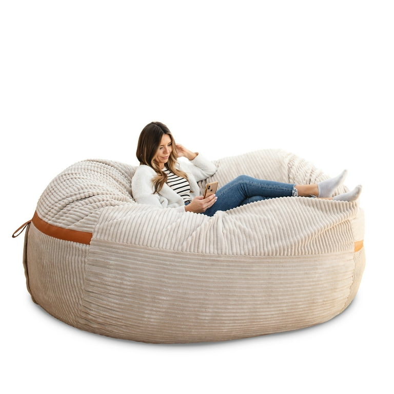 Big Joe Fuf 8Ft Giant Foam Bean Bag Chair, Oversized Couch with