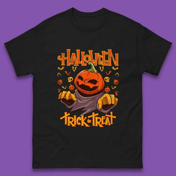 Halloween Trick Or Treat Pumpkin Character Halloween Scary Evil Pumpkin Mens Tee Top