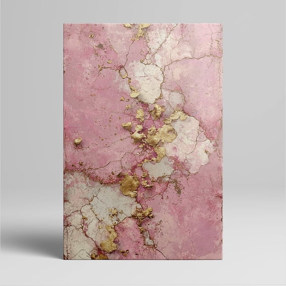 1pc Pink and White Marble - inspired Canvas Wall Art with Gold Foil Accents framed Decor room hanging Wall Picture Decor for Home Gifts, living room, bathroom, bedroom, kitchen wall art decor canvas