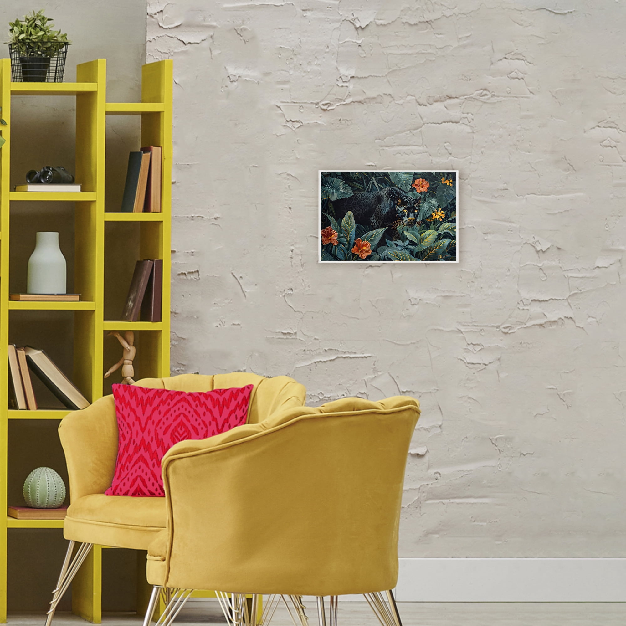 Stupell Industries Panther's Exotic Paradise White Framed Giclee Art, design by Ray Powers