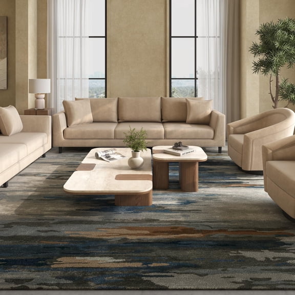 Jaipur Rugs India Modern Wool & Viscose Rugs, Ashwood & Ensign Blue, 5 x 8