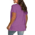 thumbnail image 4 of Delayuji Plus Size V Neck T Shirts Women Short Sleeve Tops Casual Summer Tshirts Loose Fit Tee Purple L Polyester,Spandex Short Sleeve Shirts for Women, 4 of 5