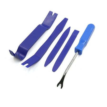 Door Skin Installer - 5 in 1 Blue Car Door Clip Audio Installer Rivet Remover Pry Tool Dismantle Kit
