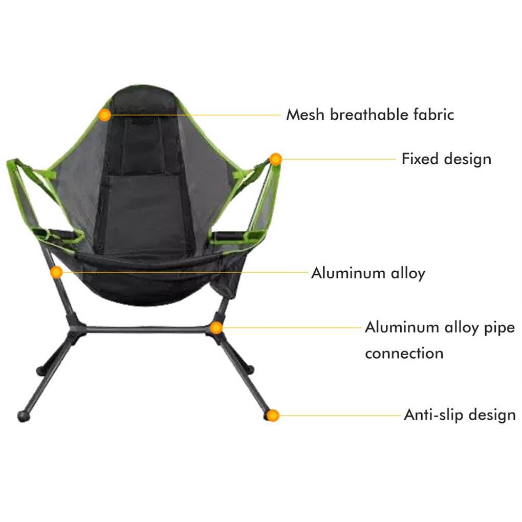 Collapsible Rocking Chair Outdoor Recliner for Camper Hiker Multifunctional Automatic Tilt Leisure Rocking Chair - image 5 of 9