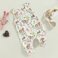 thumbnail image 3 of Fortune 0-18M Baby Girls Easter Rabbit Romper Summer Sleeveless O Neck Floral Jumpsuits, 3 of 8