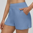 thumbnail image 2 of MIXUE Shorts For Women Summer Solid Color Elastic High Waist Casual With Pockets Shorts Outwear,Blue,XXL, 2 of 5