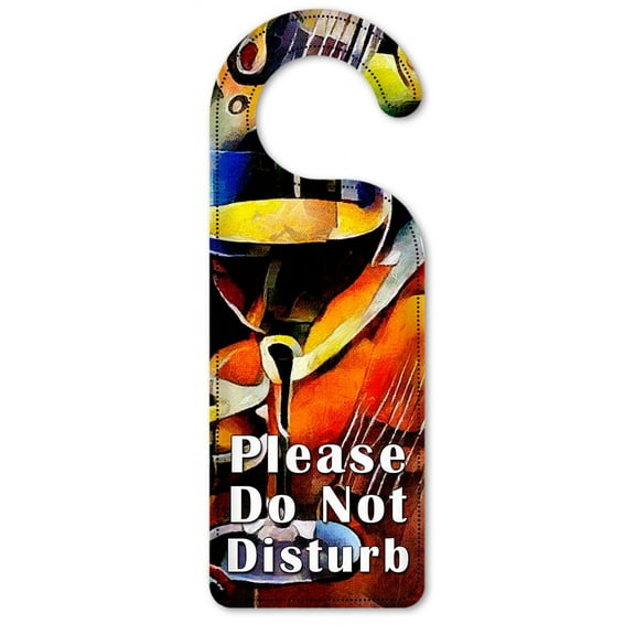 Do Not Disturb Door Knob Hanger Sign - Colorful Wine Glasses