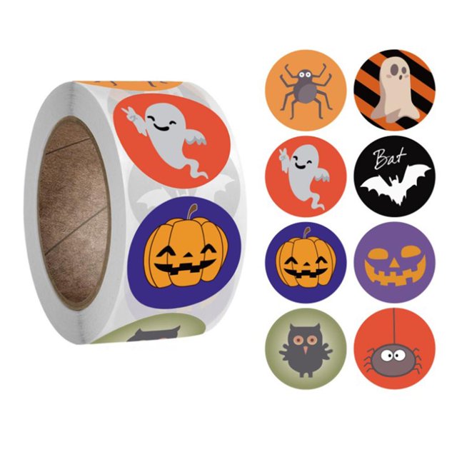 Pegatinas De Halloween Lindas Pegatinas Con Forma De Dibujos Animados Para La Decoración De Navidad De Halloween 500Pcs / Roll Methold HA037700-00
