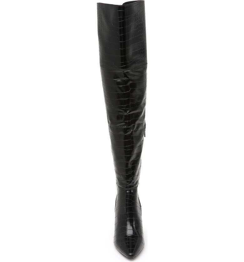 Knee Pointed Toe Block Heel Boots (8.5 
