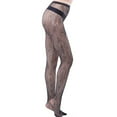 thumbnail image 4 of Umfun Patterned Tights for Women Black Fishnet Stockings Lace Design Pantyhose Thigh High Stockings Lace Tights Silky Semi Sheer Stocking Black C, 4 of 5