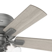 Hunter Fan 42 Crest field Matte Silver Low Profile Ceiling Fan with LED Light and Pull Chain