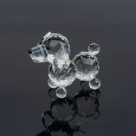 Crystal Dog Puppy Figurine Animals Lovely Craft Home Decor Ornaments Collectible Birthday Gifts (Clear)
