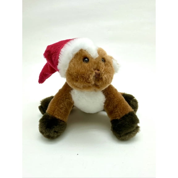 Soft Spots Holiday Pal Plush Toy: Reindeer Plush With Christmas Santa Hat