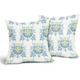 thumbnail image 2 of Blue Floral Pillow Covers 18x18 Inch Chinoiserie Flower Outdoor Decorative Throw Pillow Covers Set of 2 Blue and White Rustic Pillowcases Farmhouse Cotton Linen Square Cushion Covers for Couch Decor, 2 of 6