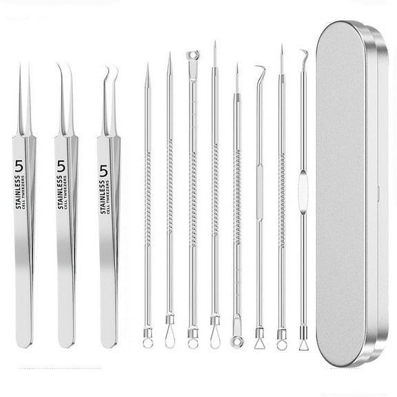 4-11Pcs Ingrown Hair Tweezers Acne Blackhead Removal Needles Black Dots Cleaner Pore Cleaner Deep Cleansing Face Skin Care Tools