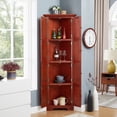 thumbnail image 3 of Spaco 72 inch 4-Tier Corner Kitchen Pantry Storage Cabinet, Cabinet with 8 Doors, Tall Storage Cabinet with Adjustable Shelves, Bookshelf Cabinet for Bathroom, Living room, Red, 3 of 11