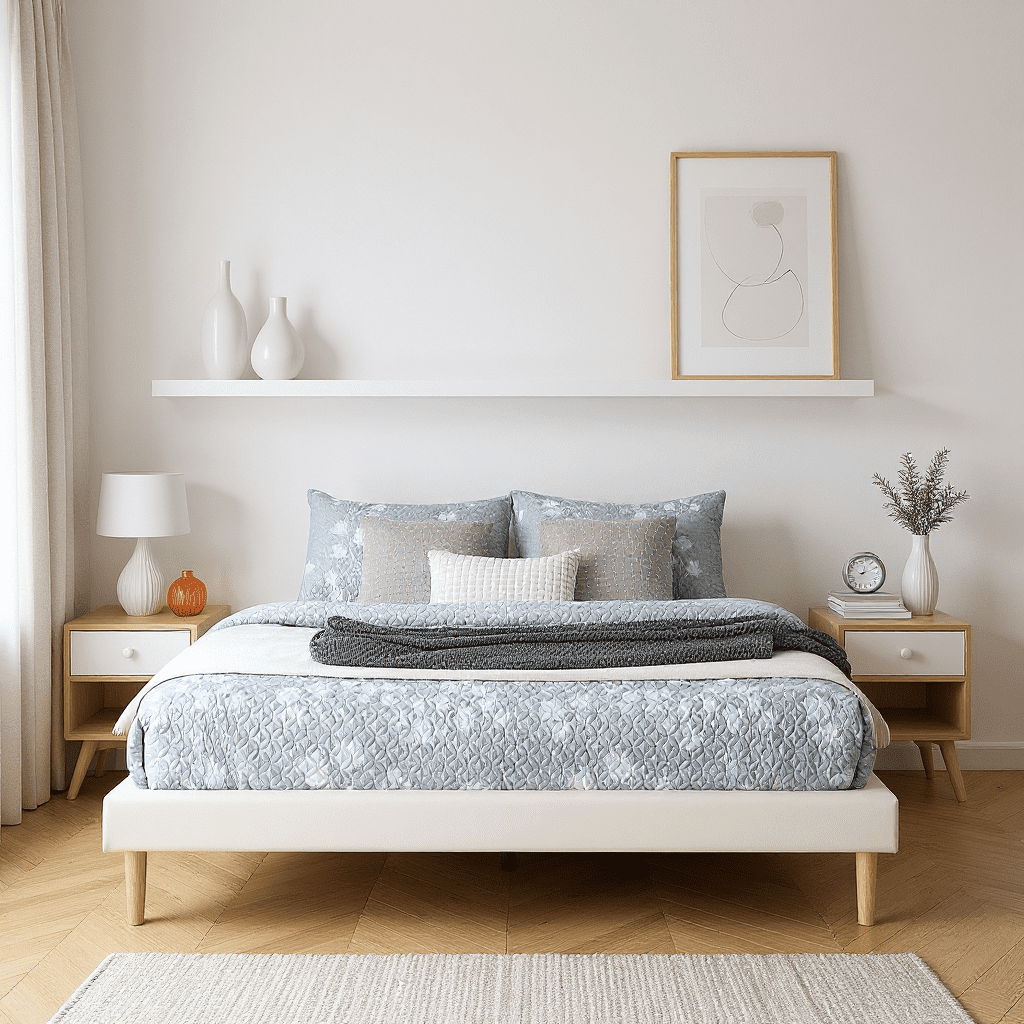 Headboard-Free Queen Platform Bed Frame with Solid Wood Slat Support, Waterproof Faux Leather Bed Base Fits 8-14 Inch Mattress, Easy 30-Min Assembly No Box Spring Required