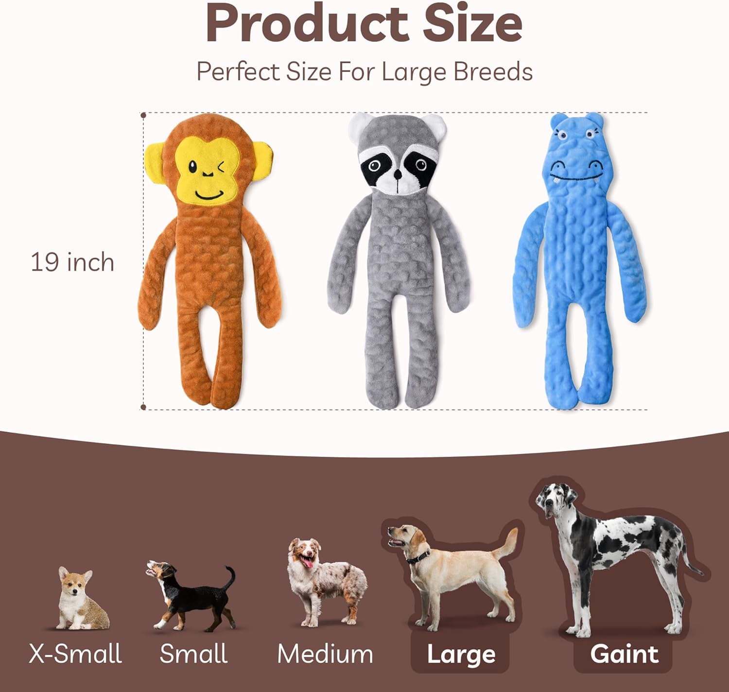 SHARLOVY No Stuffing Dog Toys 3 Pack, Crinkle Interactive Dogs Toy for Boredom, Puppy Toys for Teething to Keep Them Busy, Cute Squeaky Dogs Toy for Small, Medium, and Large Breed