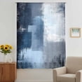 thumbnail image 3 of Navy Blue Grey Sheer Curtains 45 Inches Long, Modern Ombre Oil Painted Abstract Art Light Filering Curtains, Breathable Simi Curtain Privacy Drapes for Kitchen Bathroom Small Window Treatment, 3 of 9