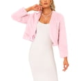 thumbnail image 1 of CHAQUETA CORTA ABIERTA INSPIRADA EN CHIC PARA MUJER, BOLERO DE FALSO PIEL DE MANGA LARGA, ABRIGO DE INVIERNO XS, ROSA PASTEL, 1 of 5