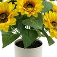 thumbnail image 5 of Mainstays Indoor 15 in Artificial Polyester Sunflower in Plastic White Pot, Yellow Color., 5 of 9