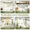thumbnail image 4 of Curtain Rods No Drilling for Windows Set 32 to 48 Inch,5/8 Inch Diameter Drapey Pole with No Drill Curtain Rod Brackets,Renter Friendly Cortineros Para Ventanas with Adhesive Holder Hook (Black), 4 of 18