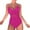 Hot Pink, variant on Women's High Waisted Monokini Swimsuit - Push Up Wrap Swimwear with Ruched Bottom, Removable Padding, S-XXL Sizes