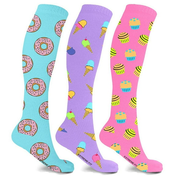 Extreme Fit Knee High Compression Socks for Men and Women, 3 Pack