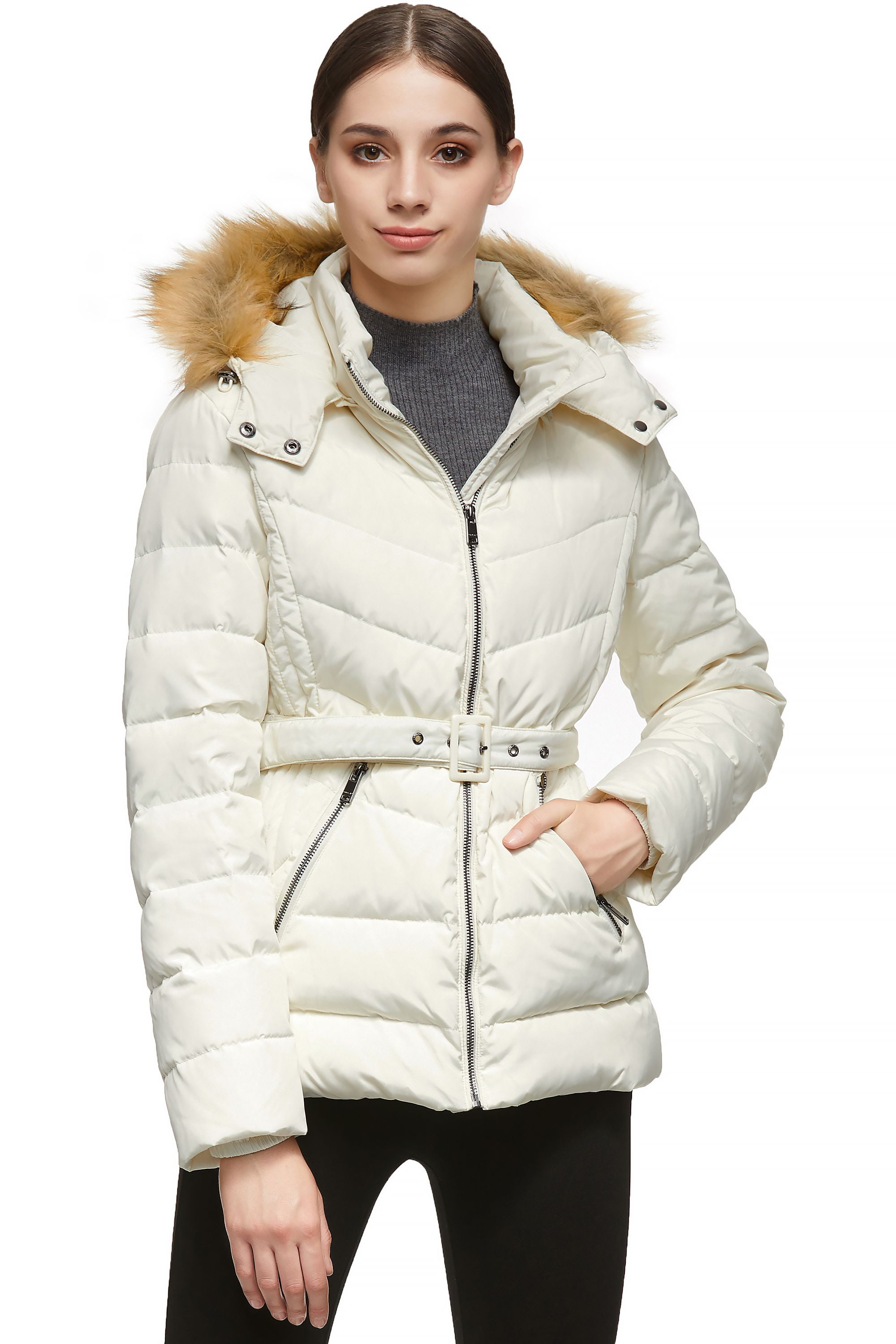 Orolay Womens Short Down Coat with Removable Elastic Belt 