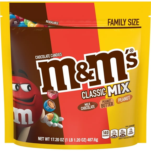 M&M's Classic Mix Chocolate Candy Assortment, Family Size - 17.2 oz