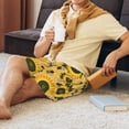 thumbnail image 3 of Haiem Bees and Sunflowers Men's Pajama Short with Soft Woven Cotton Elastic Waistband Sleep Short-Large, 3 of 9
