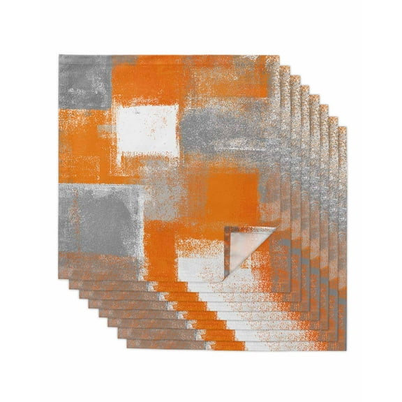 nqOlkjepod Burnt Orange Grey Cloth Napkins Set of 8 Reusable Dinner Napkins, Modern Oil Painting White Geometric Cocktail Napkin Washable Table Napkins for Wedding/Holiday Party/Baby Shower 20"x20"
