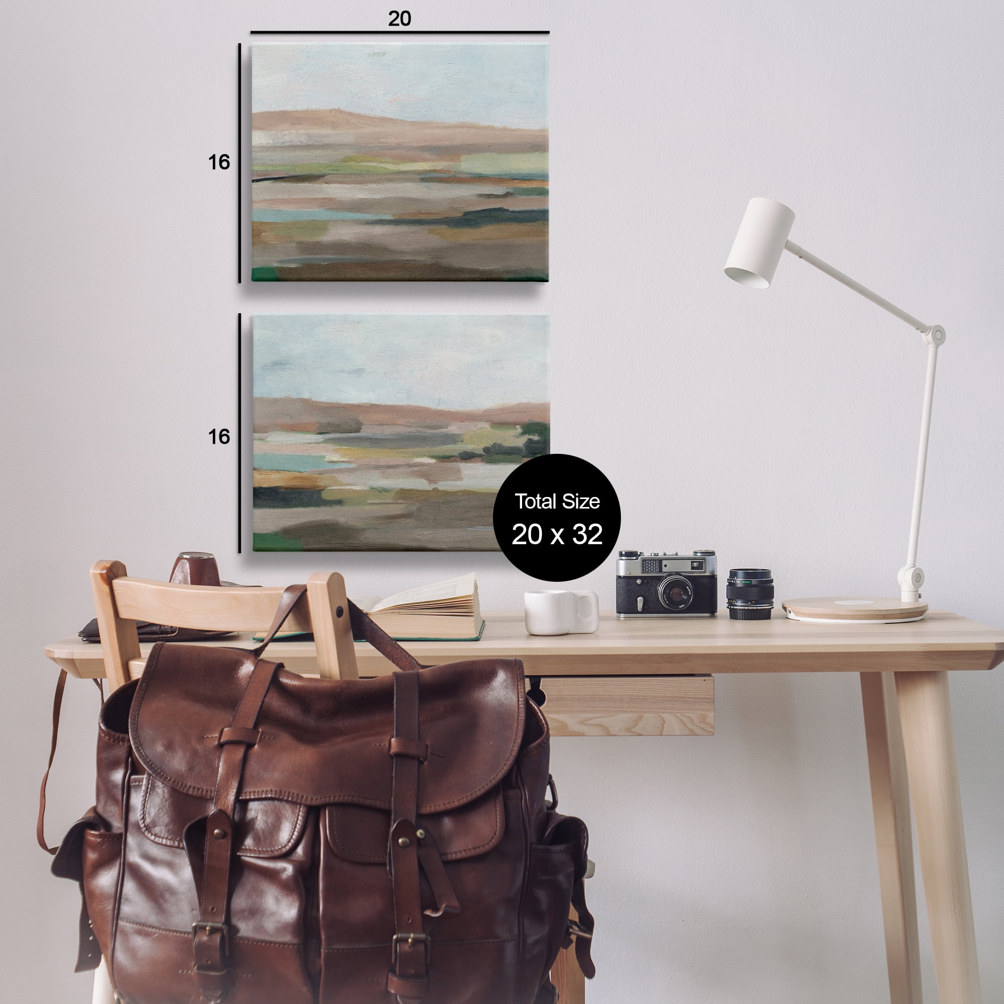 Stupell Industries Neutral Abstract Landscape Landscape & Nature Painting Wrapped Canvas Art Print Wall Art, 20 x 16, Set of 2