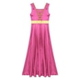 thumbnail image 3 of TiaoBug Women's Praise Dance Maxi Dress Full Length Lyrical Dancewear Church Liturgical Robe Hot Pink S, 3 of 7