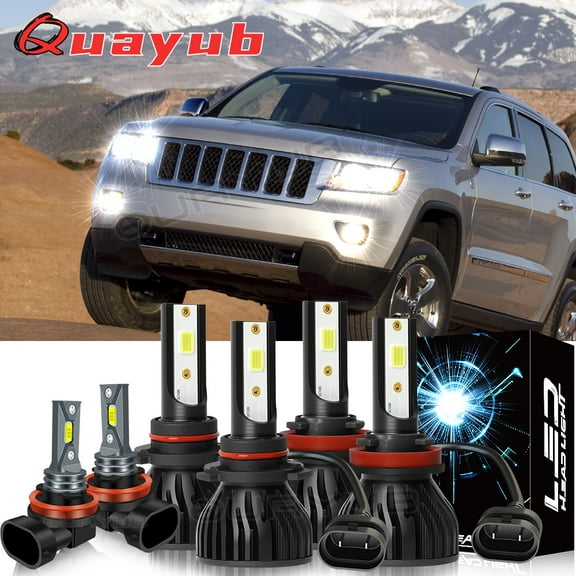 Bright 6000k Quayub Bulbs For Jeep Grand Cherokee 2011-2018 6x LED Headlight & Fog Lights Bulbs Combo Kit