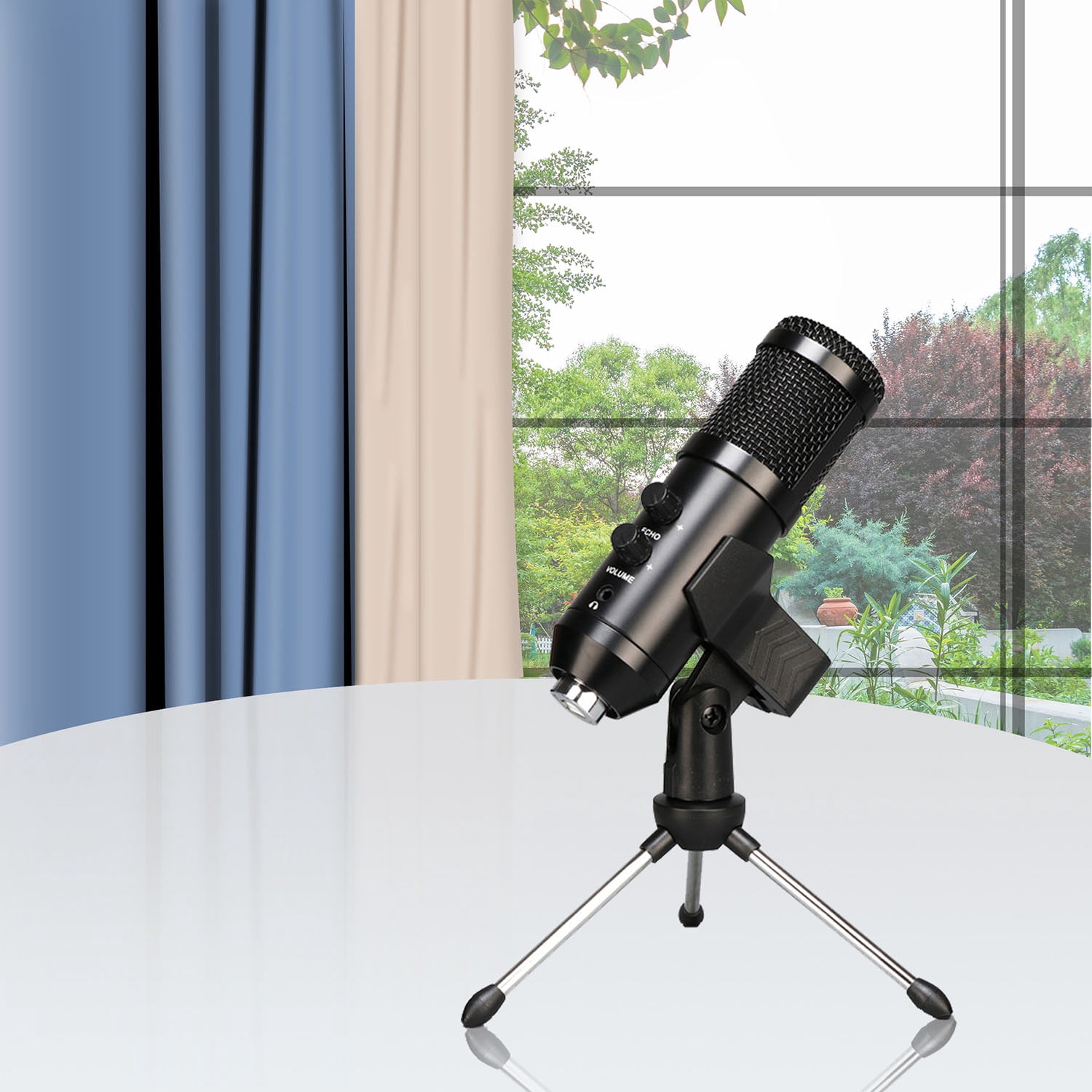 Microphone USB Plug and Play Portable Audio Condenser Recording Desk Mic Adjustable Gain,USB Computer Microphone, Tripod Stand