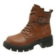 thumbnail image 1 of NECHOLOGY Botas Mujer Adulto Femenino Zapatos Botines para mujer Botas Mujer/Invierno Botas De Moto Estilo Británico Suela Gruesa Hebilla De Cinturón Botas Retro Botas Grandes (Brown, 9), 1 of 7