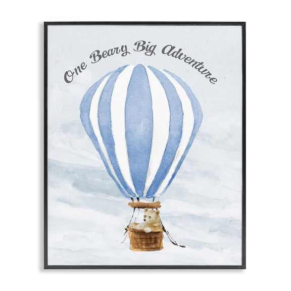 Stupell Industries Cottage Beary Big Adventure Balloon Black Framed Giclee Art, 11 x 14, by Lanie Loreth