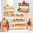 thumbnail image 3 of 2-Tier Wooden Fruit Basket,Multipurpose Kitchen Storage for Vegetables, Bread, Style Food Container White, 3 of 5