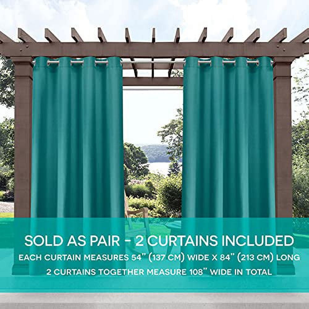 Exclusive Home Biscayne Indoor/Outdoor Two Tone Textured Grommet Top Curtain Panel Pair, 54"x96", Dark Teal