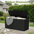 thumbnail image 7 of Wubio 78 Gallon Deck Box, Waterproof Resin Outdoor Storage Box for Outside and Patio, Outdoor Storage Bench Lockable for Patio Furniture, Garden Tools and Pool Supplies -Black, 7 of 7