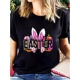 thumbnail image 1 of Women's Happy Easter Shirts Leopard Bunny T-Shirts Cute Rabbit Graphic Tees Easter Holiday Tops Print Cotton T-Shirt For Summer, Women's Soft Short Sleeve Top, Stylish Comfy Tee For Women Graphic Tee, 1 of 6