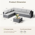 thumbnail image 6 of Patio Furniture Set - All-Weather - 7 Piece Patio Outdoor Conversation Set, Modular Wicker Rattan Sectional Sofa for Backyard, Garden, Poolside, Balcony, Porch, Patio, Black/Light Gray, 6 of 7