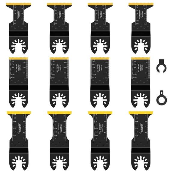 AEVXKHI 12PCS Titanium Bimetal Oscillating Saw Blades Set, Precise Oscillating Multi Tool Blade for Cutting Soft Metal Wood Nail