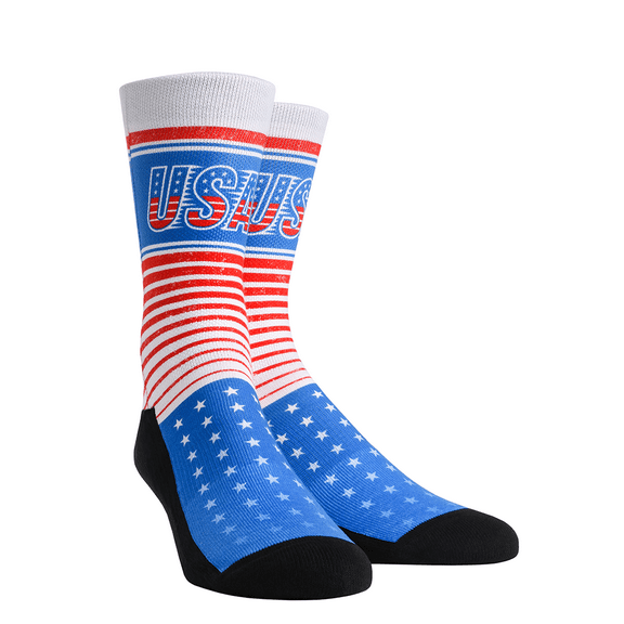 Rock Em USA United States 1776 Flag Crew Socks (L/XL (9-13))